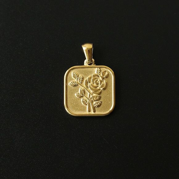 C Jewelry - 18K Gold Plated Handmade Engraved Rose Tag
